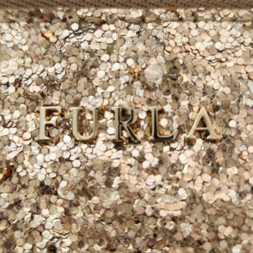 Furla Babylon XL Gold Glitter Clutch ~ Like New! - Picture 7 of 11